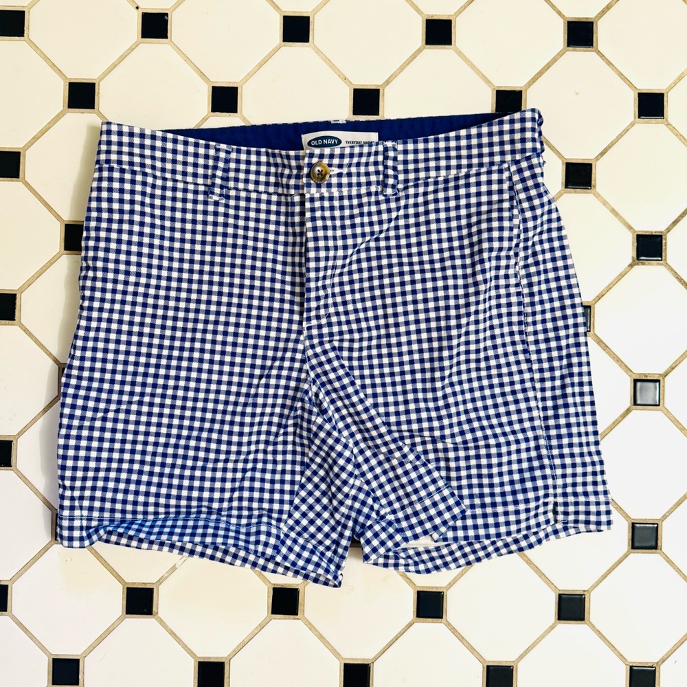 Women’s Blue Gingham Shorts - Picture 1 of 3